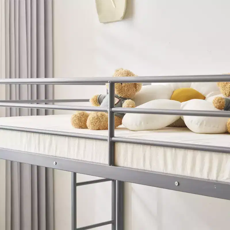 Karl Home Blcak Twin over Twin Bunk Bed with Trundle, Heavy Duty Metal Bed Frame with Safety Rail Side Ladders