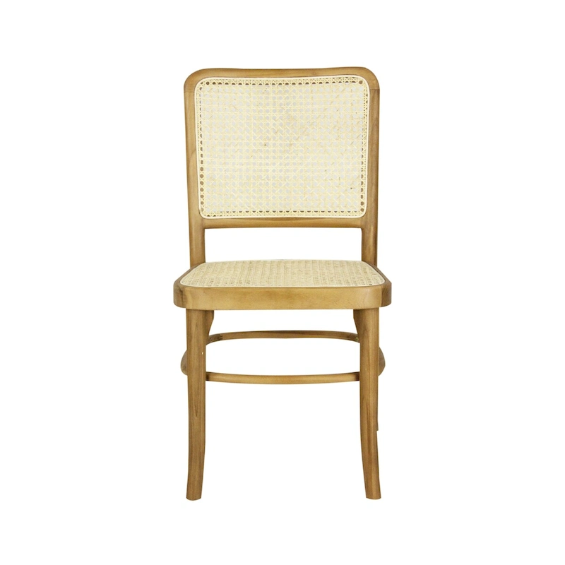 Cukor Mid-Century Vintage Wood Rattan Dining Chair, Natural (Set of 2) by JONATHAN Y