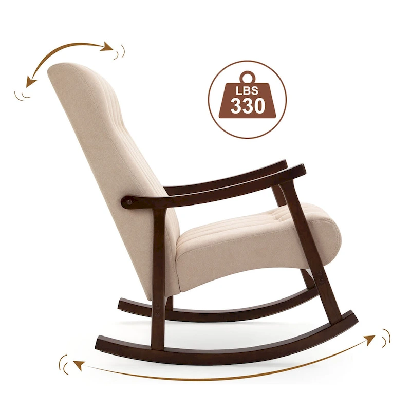 AVAWING Upholstered Rocking Chair ModernHighBackArmchair
