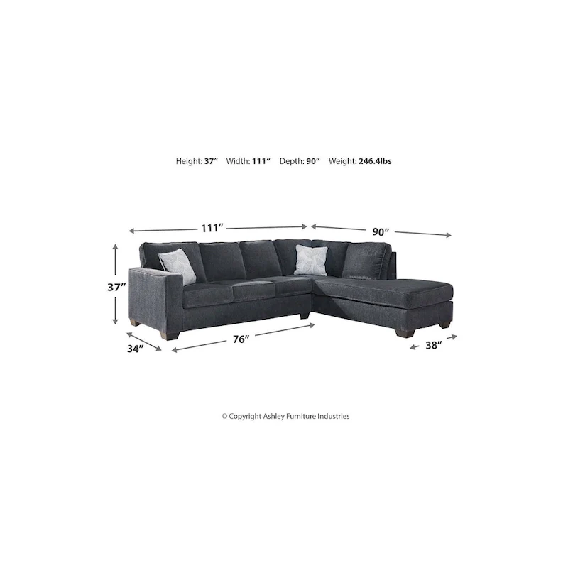 2-Piece Sleeper Sectional Sofa with Chaise - 110W x 90D x 37H