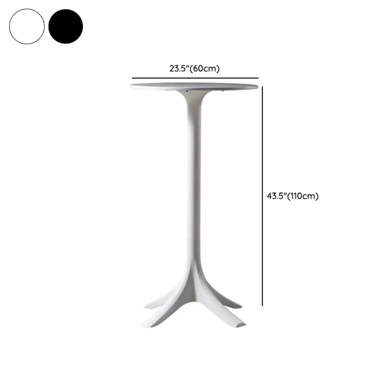 White Round Acrylic Tall Bistro Table Pedestal Base