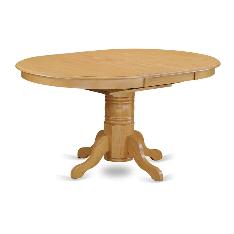East West Furniture Kitchen Dining Table Butterfly leaf Oval Table Top and Pedestal Legs- Hardwood Table (Finish Option)