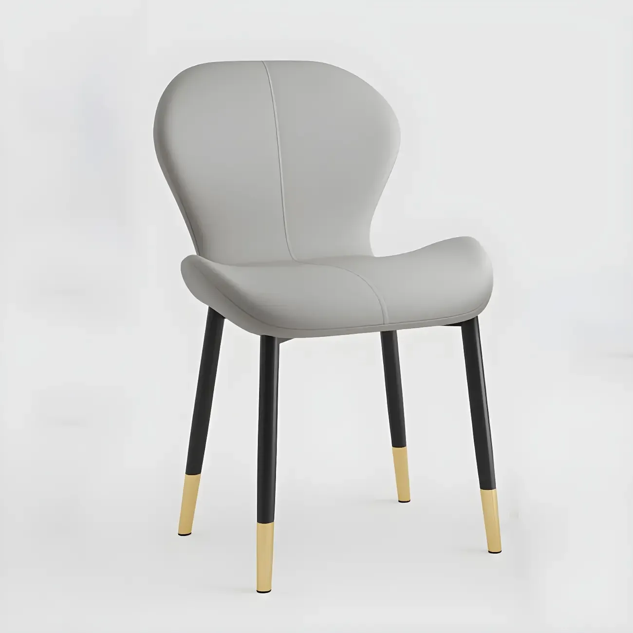 Art Deco Curved Back Leather Dining Chair Solid Back