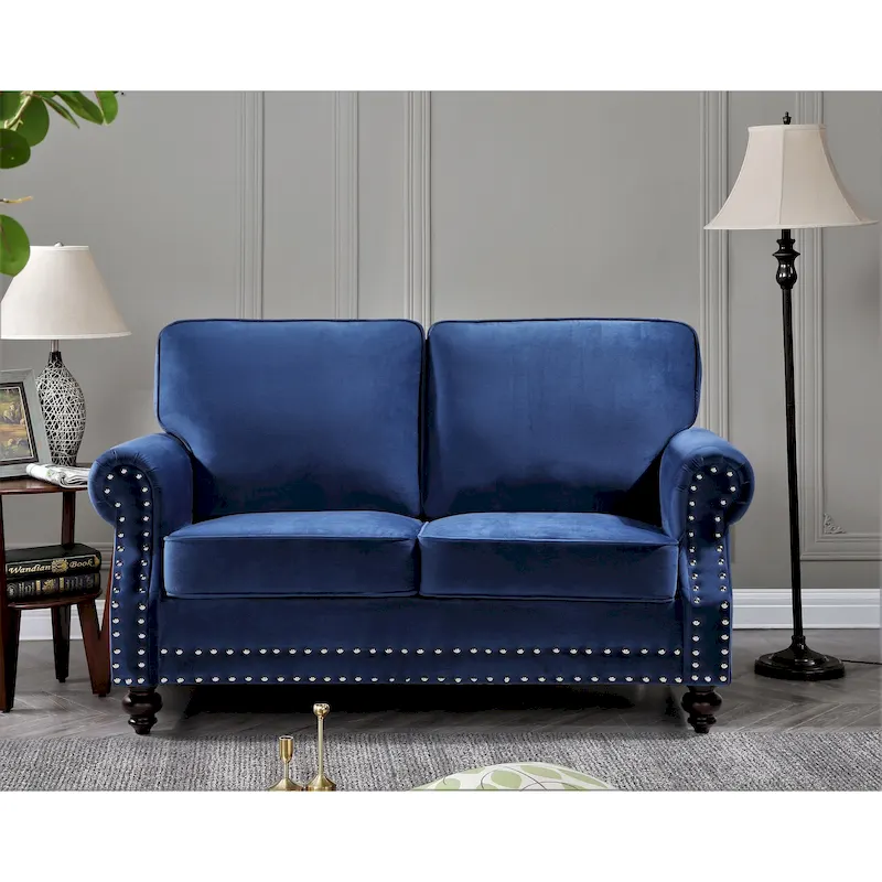 Nailhead Velvet Loveseat