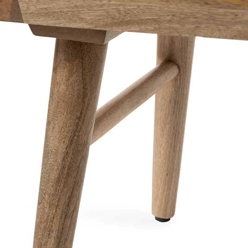 Oval Solid Wood Coffee Table, Natural, Mid-Century Style