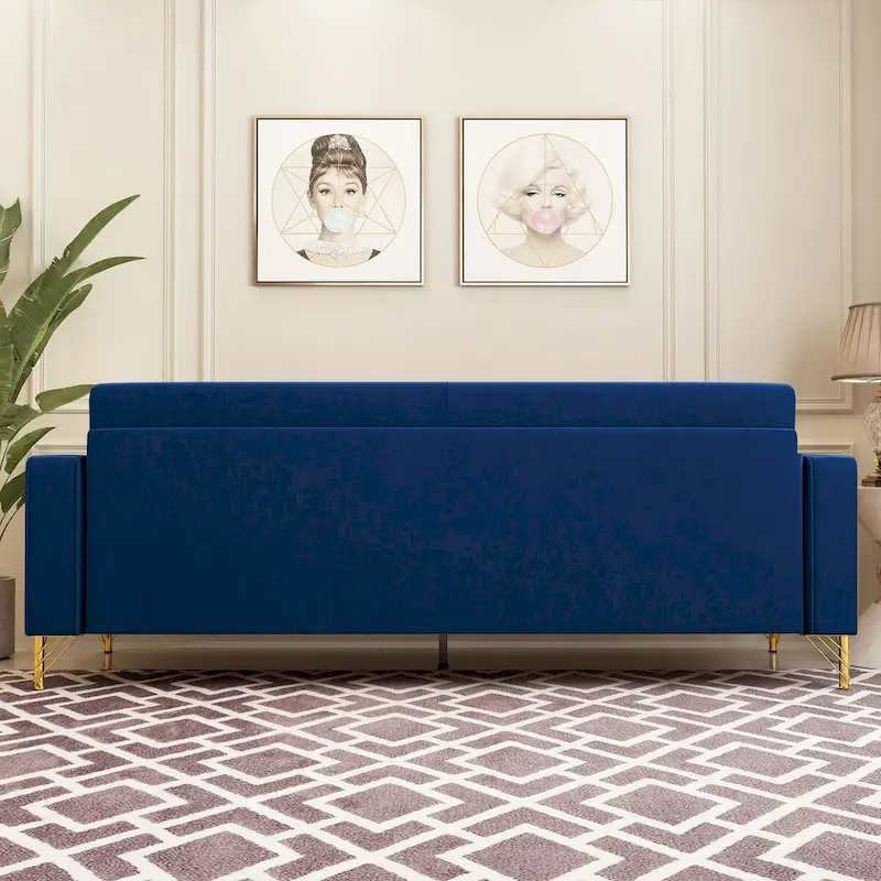 Modern Tufted Velvet Loveseat Upholstered Sofa with Removable Cushions and Pillows - 85.63 in.D x 30.31 in.W x 30.51 in.H