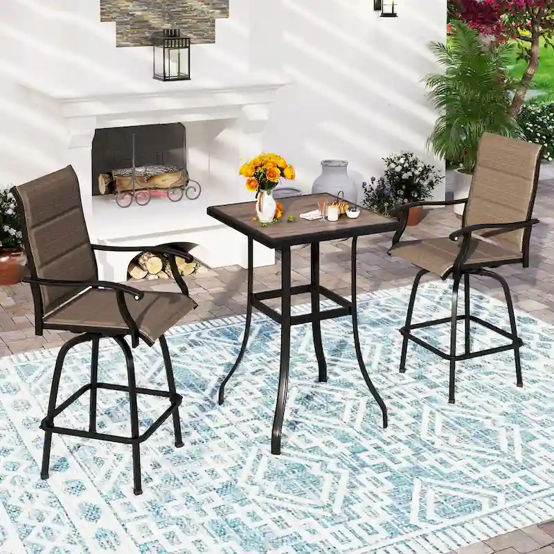 Namatota 3-piece Padded Sling Swivel Bar Stools and Table Set by Havenside Home