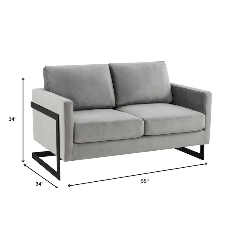 Upholstered Loveseat Sofa in Velvet Fabric with Removable Cushions and Stainless Steel Frame