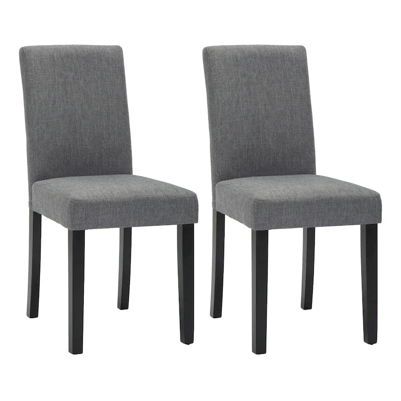 Faux Leather or Fabric Parsons Dining Chairs Set of 2 with Wood Legs