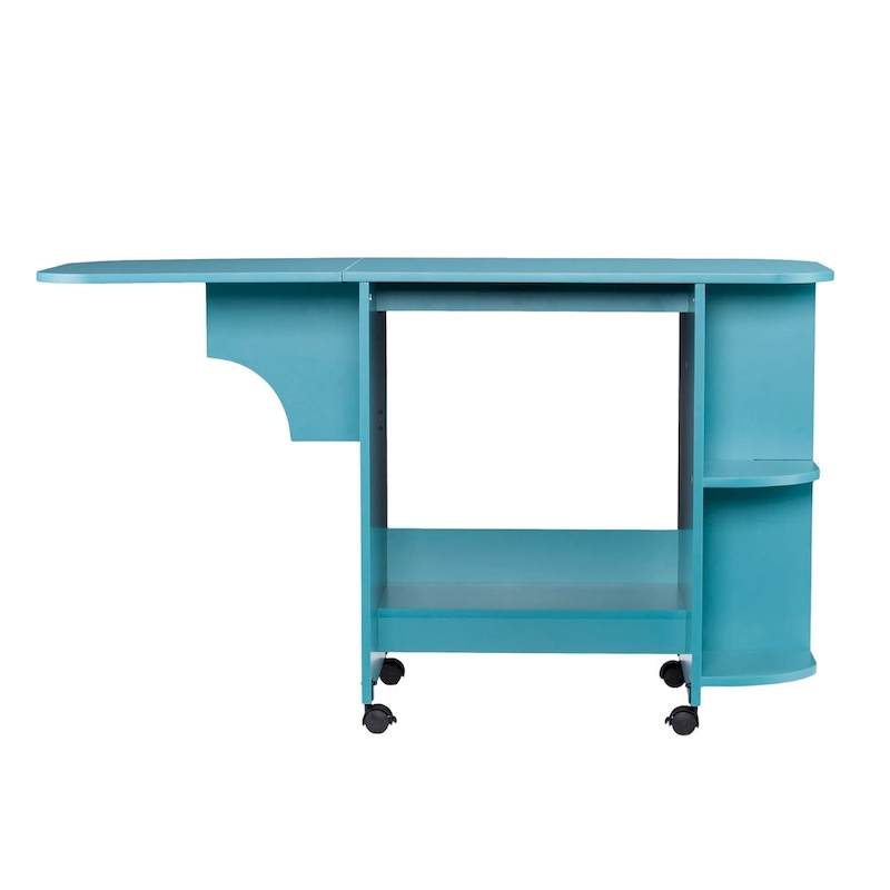 SEI Furniture Eastwick Expandable Rolling Sewing Table/Craft Station - Turquoise