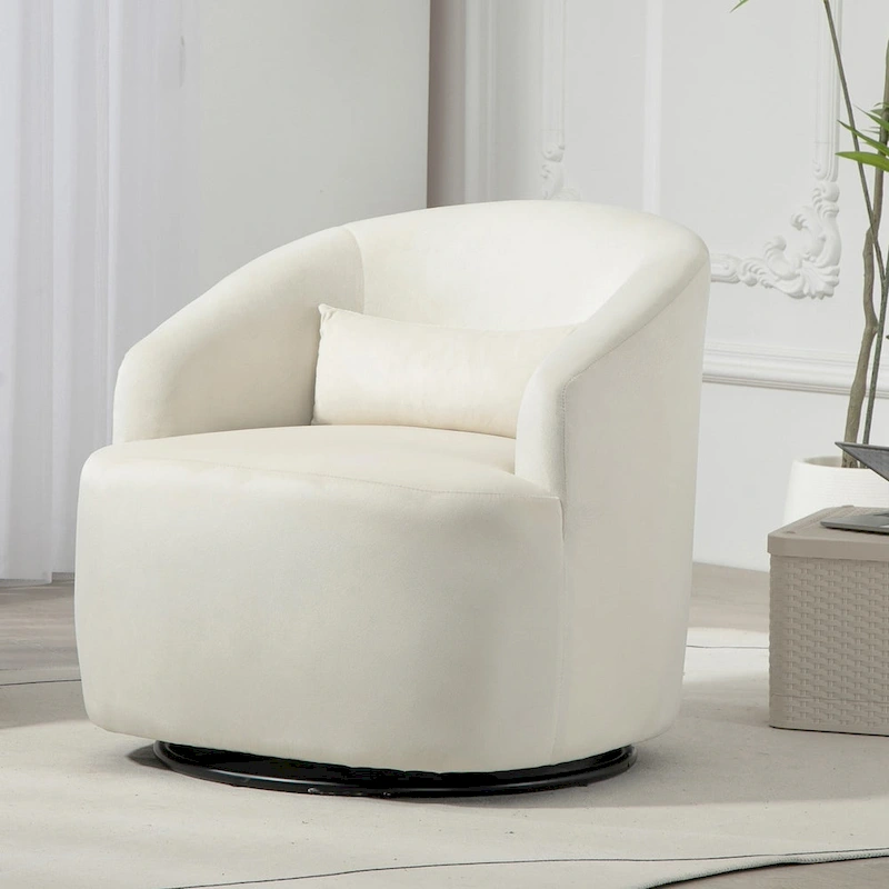 Modern Velvet Upholstered Swivel Accent Chair