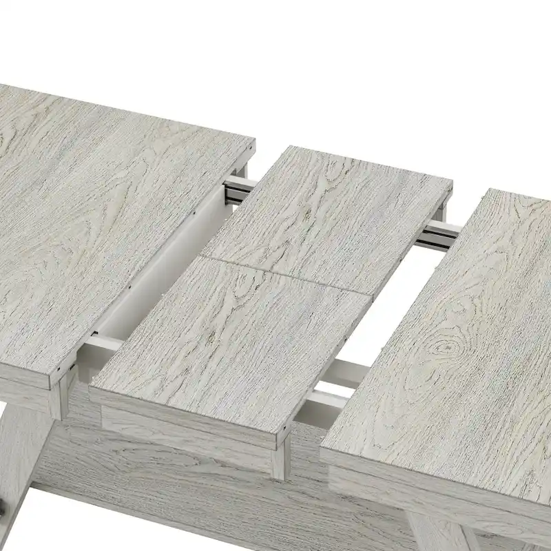 VECELO 6/8-Piece Dining Table Set with Bench, Solid Wood Rectangular Extendable Dining Table & 4 Solid Wood Dining Chairs