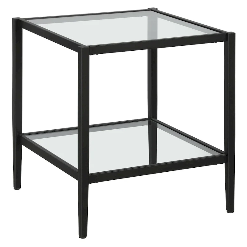 Hera 20 Wide Square Side Table with Clear Shelf