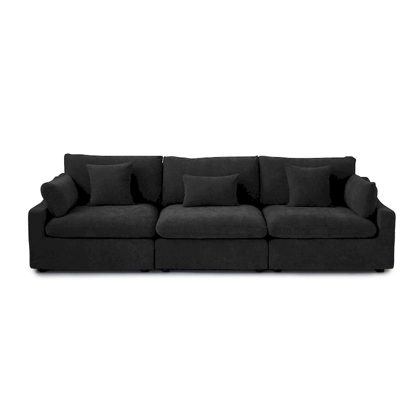 Modern Comfy Linen Sectional Sofa 3-Seater Down Filled Cloud Couch