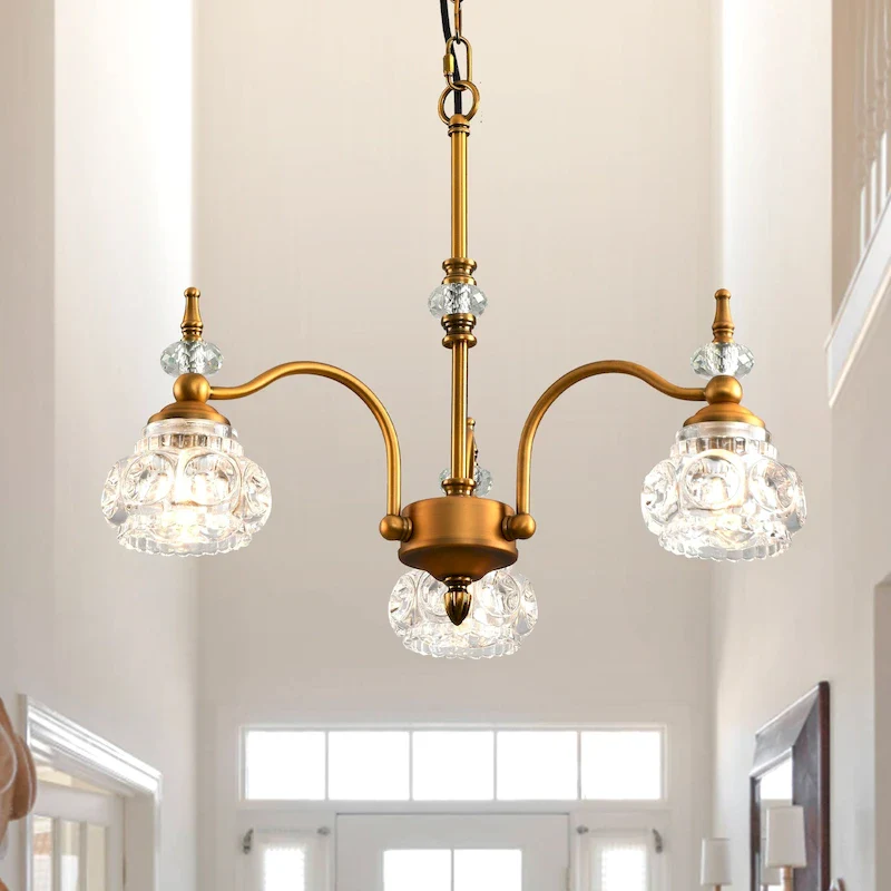 Modern 3-Light Pendant Lights with Crystal Glass Shade