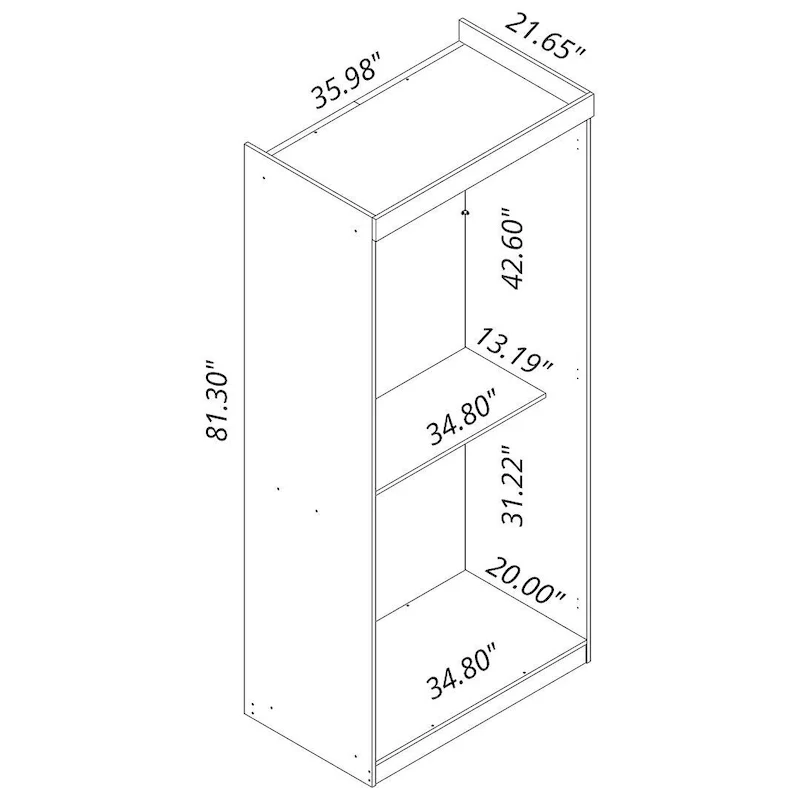 35.9 Open Double Hanging Modern Wardrobe Closet with 2 Hanging Rods