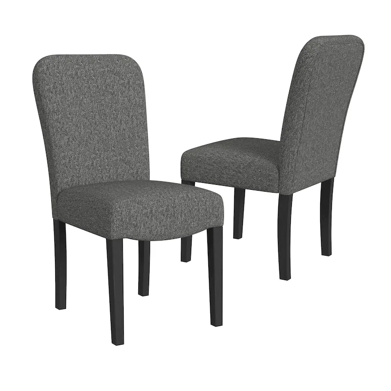 HomePop Rounded Back Upholstered Dining Chair-Black Woven (set of 2)
