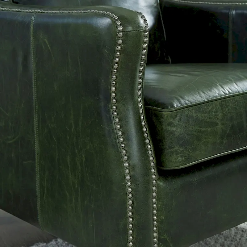 Essex Distressed Green Top Grain Leather Loveseat
