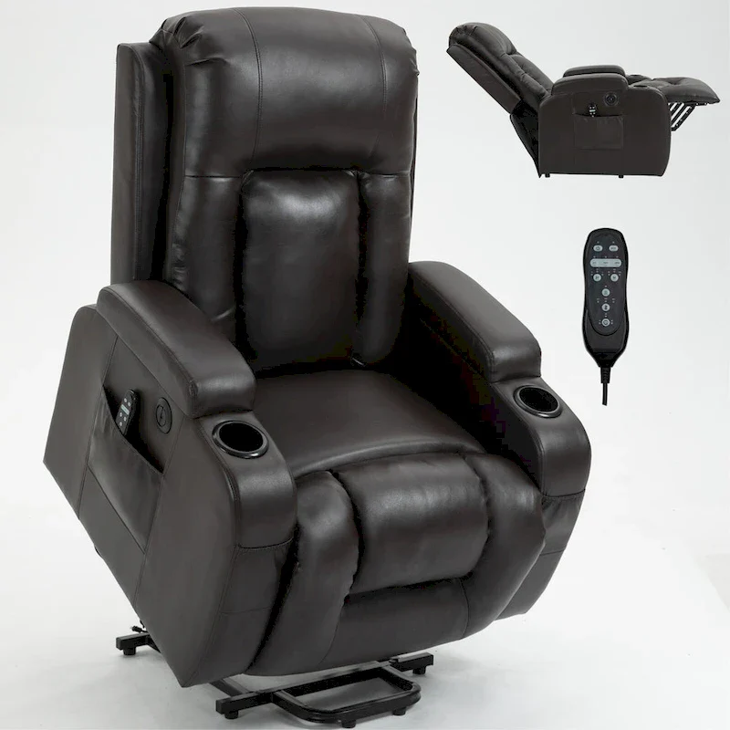 Black Power Lift Recliner with Massage, Heat & Heavy Duty Frame