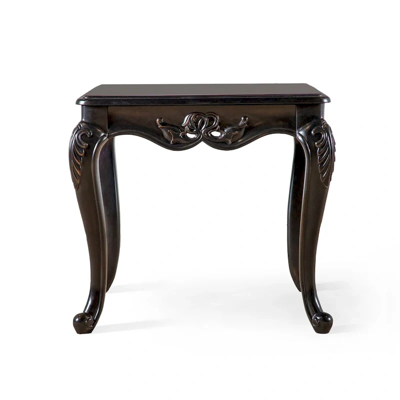 Furniture of America Clarissa Traditional Solid Wood End Table with Carved Legs