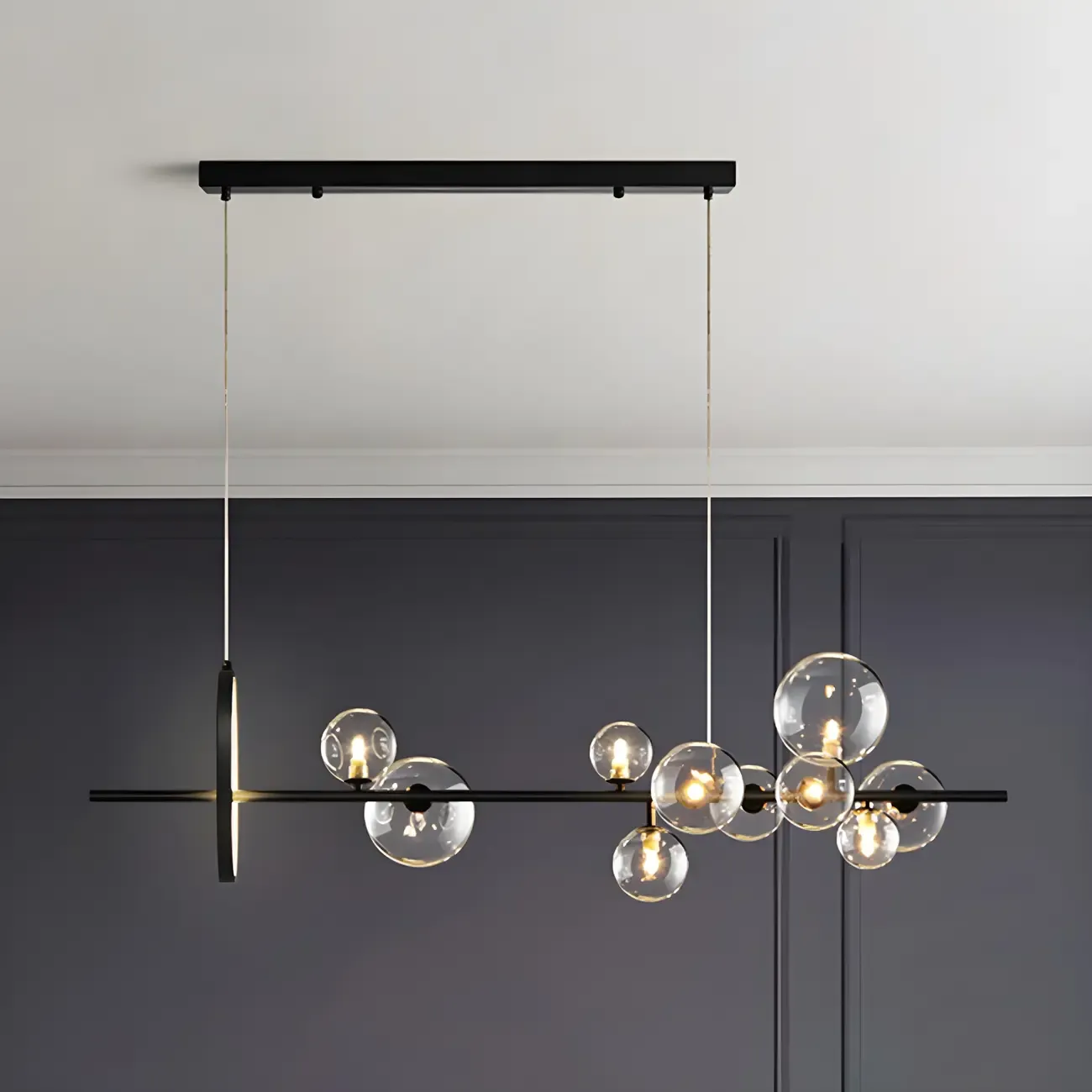 Artistic Black Glass Globe Island Hanging Light