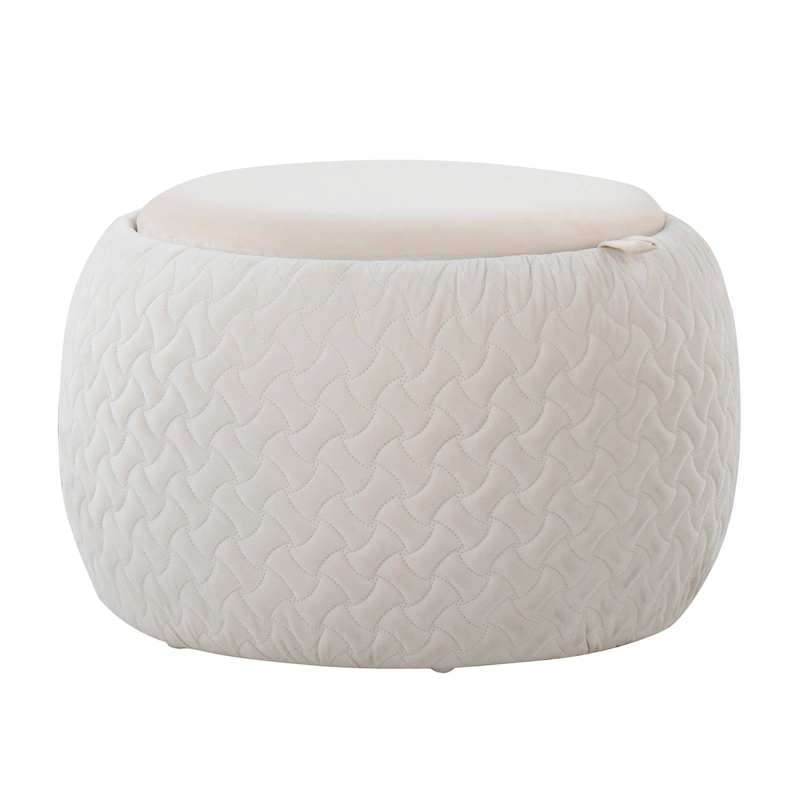 Carson Carrington Astrid Pouf with Natural Wood Tray Top