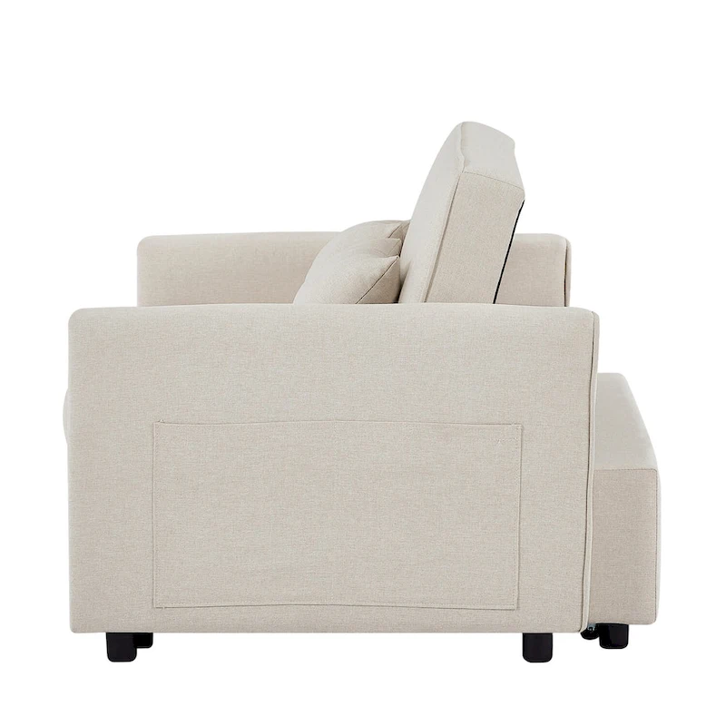 Modern Linen Convertible Sleeper Sofa Couch with 2 Lumbar Pillows