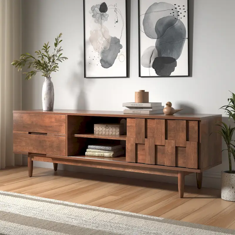 Bardolino Mid-Century Wood 2-Drawer TV Stand