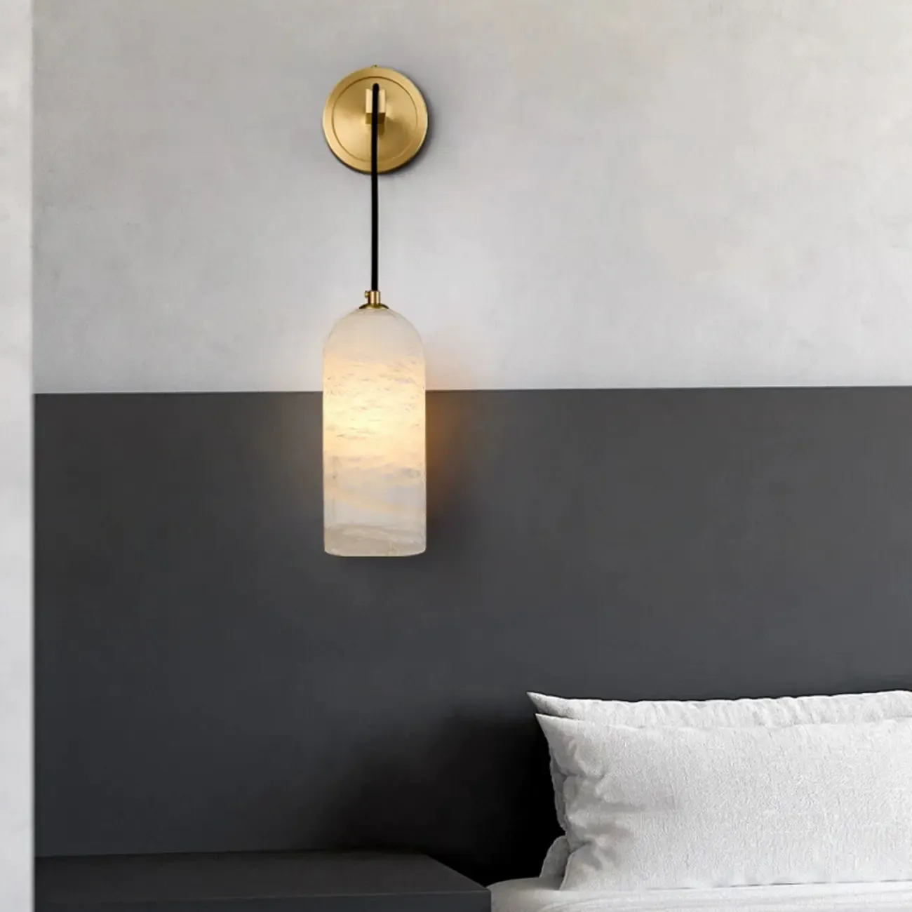 Modern Suspended Cylinder Stone Wall Sconce LED for Bedroom