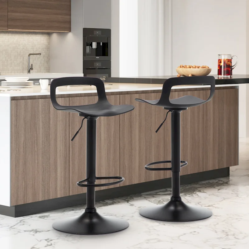 Adjustable Barstools Airlift Counter Bar Pub Height Stools with Plastic Seat Set of 2