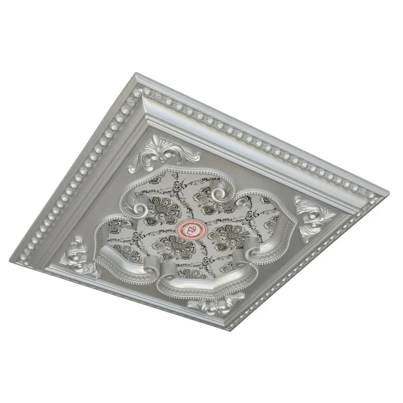 Silver Four Leaf Clover Square Chandelier Ceiling Medallion 24in
