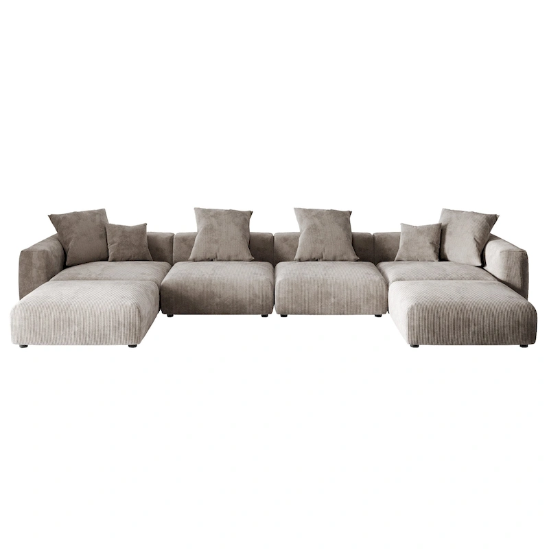 181 U-Shaped Convertible Modular Sectional Sofa With 2 Ottoman