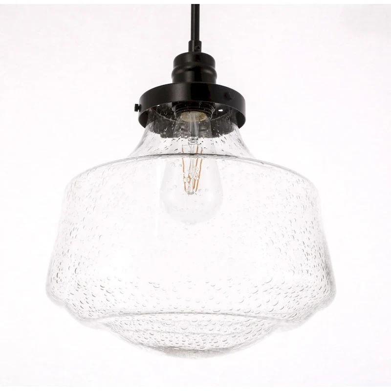 Klyli 11-inch 1-light Clear Seeded Glass Hanging Pendant