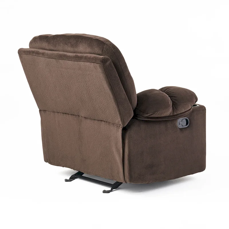 Roomfitters Luxurious Manual Recliner Chair in Chocolate with Skin-Friendly Fabric and Dual Cup Holders