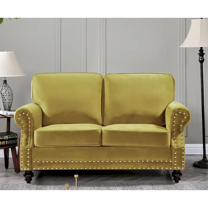 Nailhead Velvet Loveseat