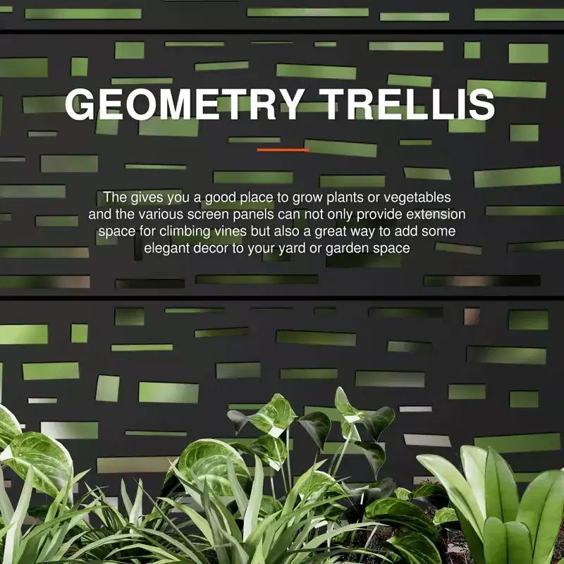 MAYEERTY Planter Box with Trellis Iron Black Arch Gerald Wide Edge Street Style 72x47x16in 3-Piece Set