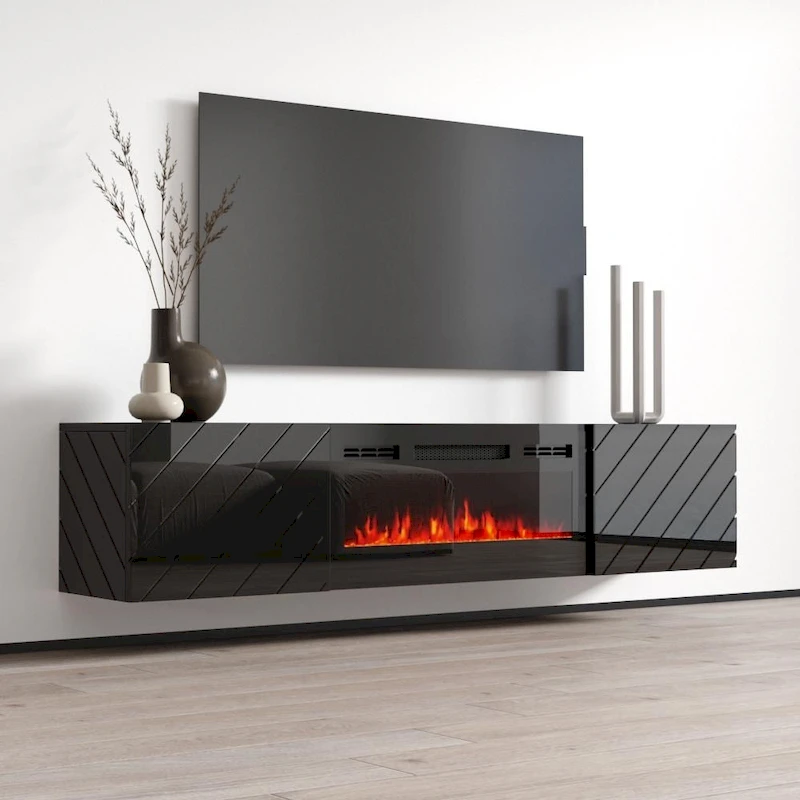 Luxe EF Wall Mounted Electric Fireplace Modern 72 TV Stand