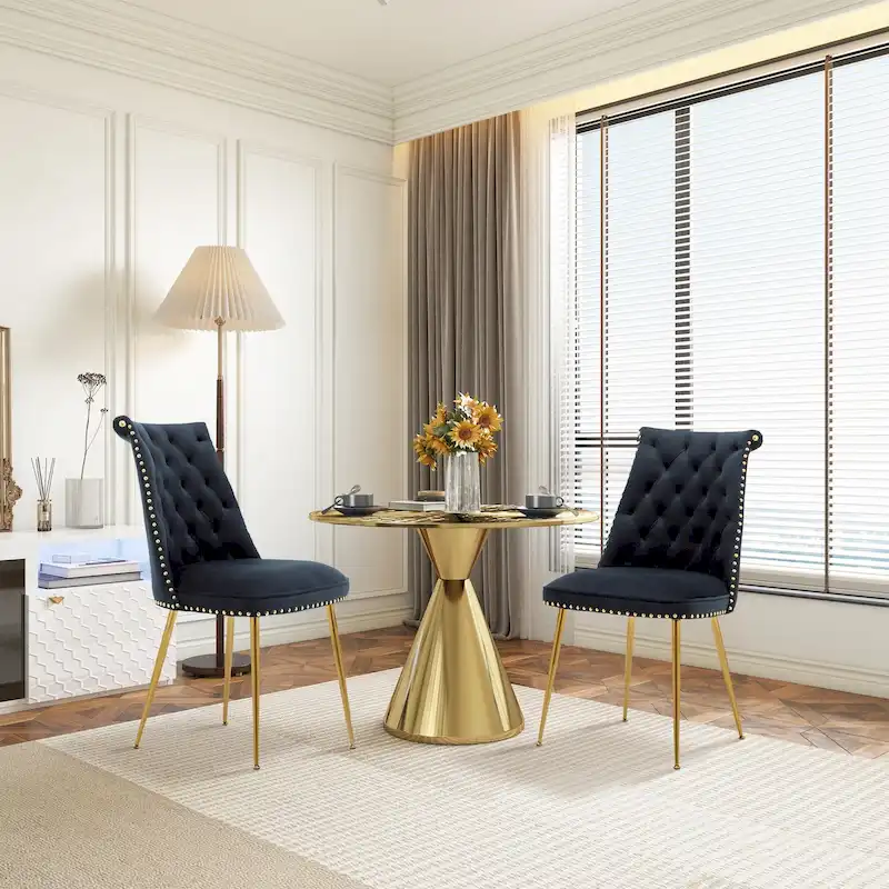 Clihome Modern Velvet Upholstered Featured Dining Chairs (Set of 2)