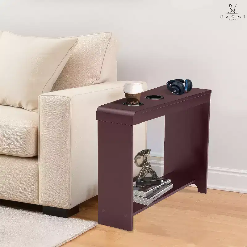 Home Imports Emporium Chairside Table with USB Ports & Outlets, Narrow Side Table for Bedroom & Living Room