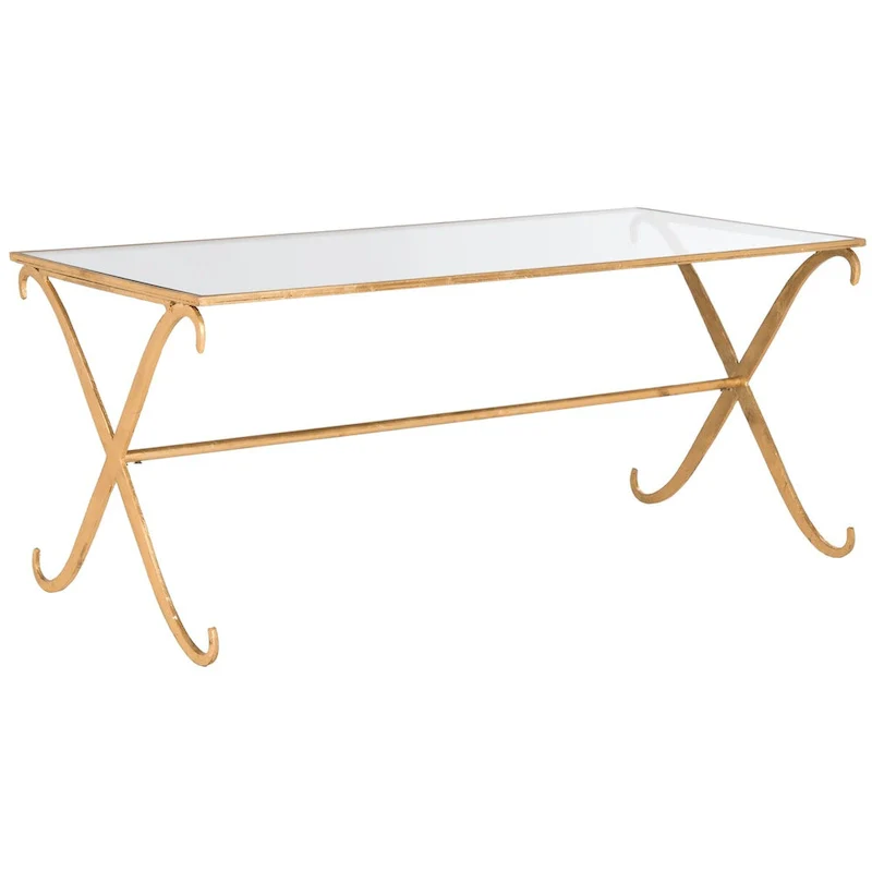 Gold/ Tempered Glass Top Coffee Table - 43 x 20 x 18.3