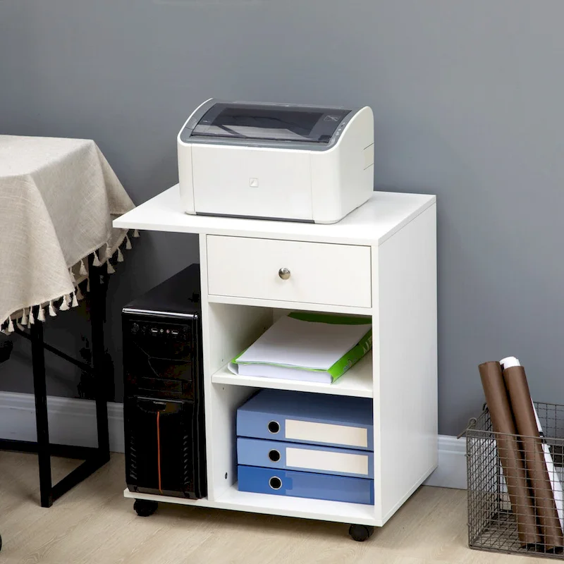 Rolling File Cabinet Cart,Mobile Printer Stand with Adjustable Shelf,Drawer and CPU Stand