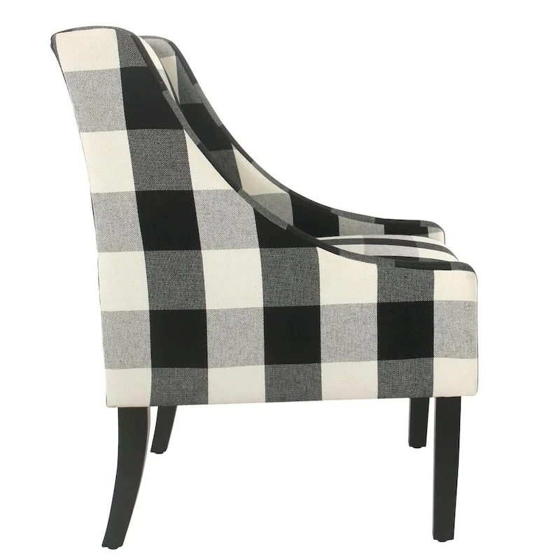 HomePop Modern Swoop Accent Chair - Black Plaid
