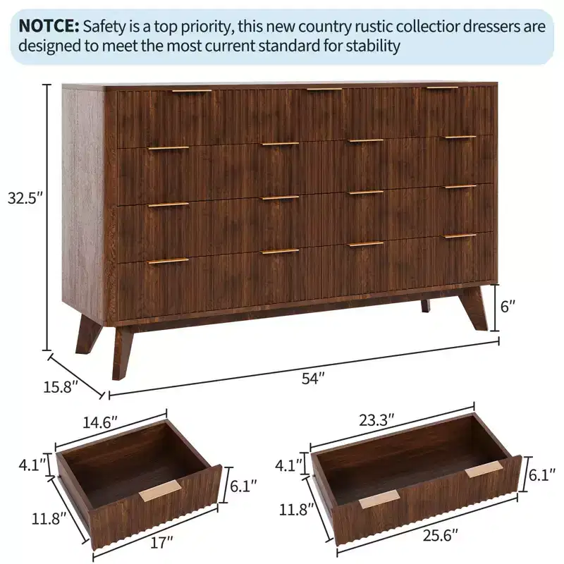 Acekool 9 Drawer Dresser with Faux Marble Top, Modern Fluted Chest, Wide Storage Organizer for Bedroom or Living Room, Natural Oak