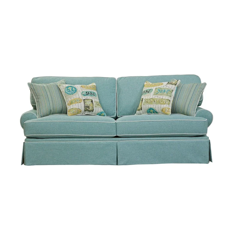 Classics Model Coastal Aqua Series Sofa with Four Accent Pillows
