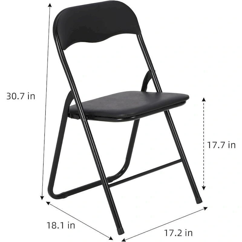 6 Folding Chairs with Cushion, with Non-Slip Feet Pads