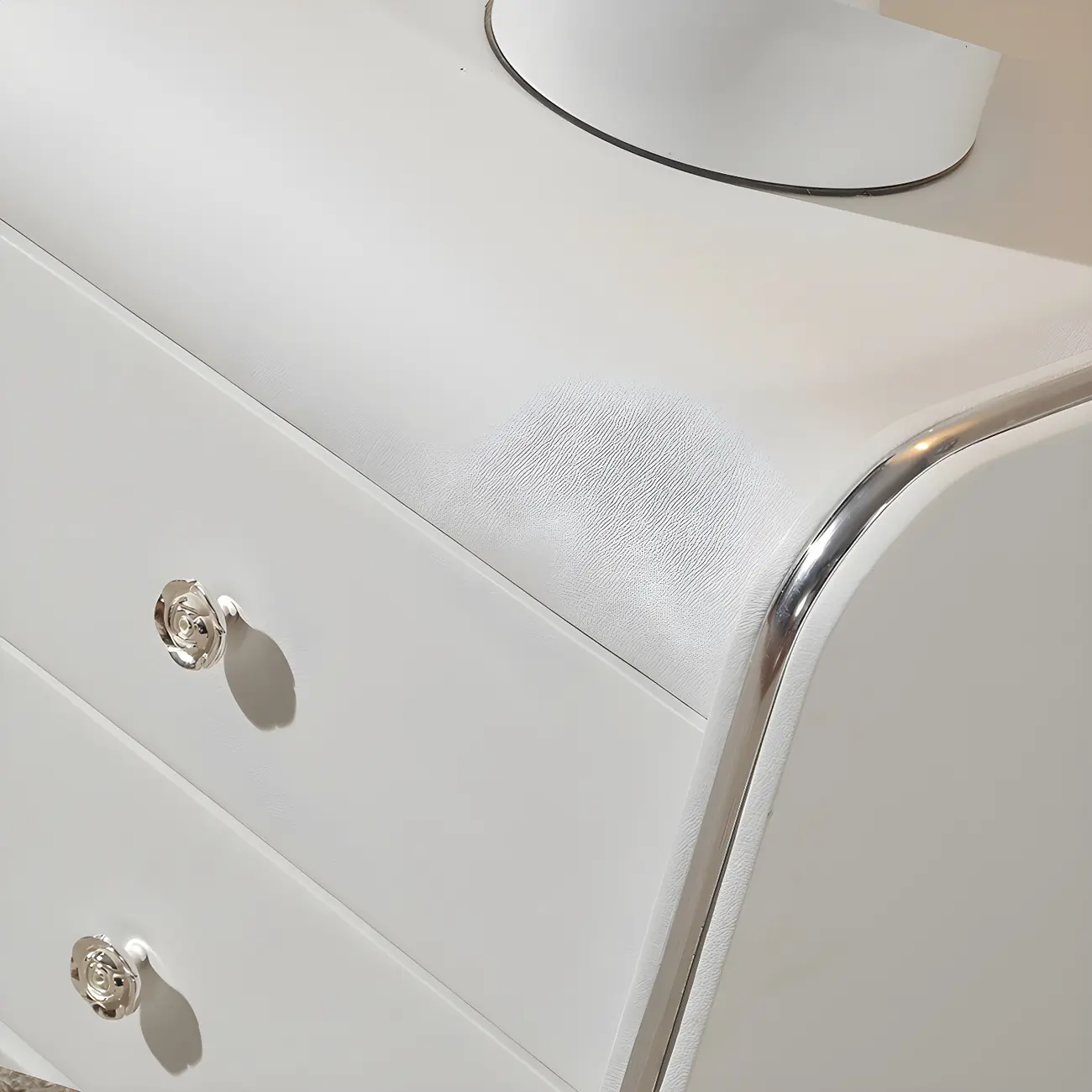 Luxurious Glossy Leather Wooden 2 Drawer Black Nightstand