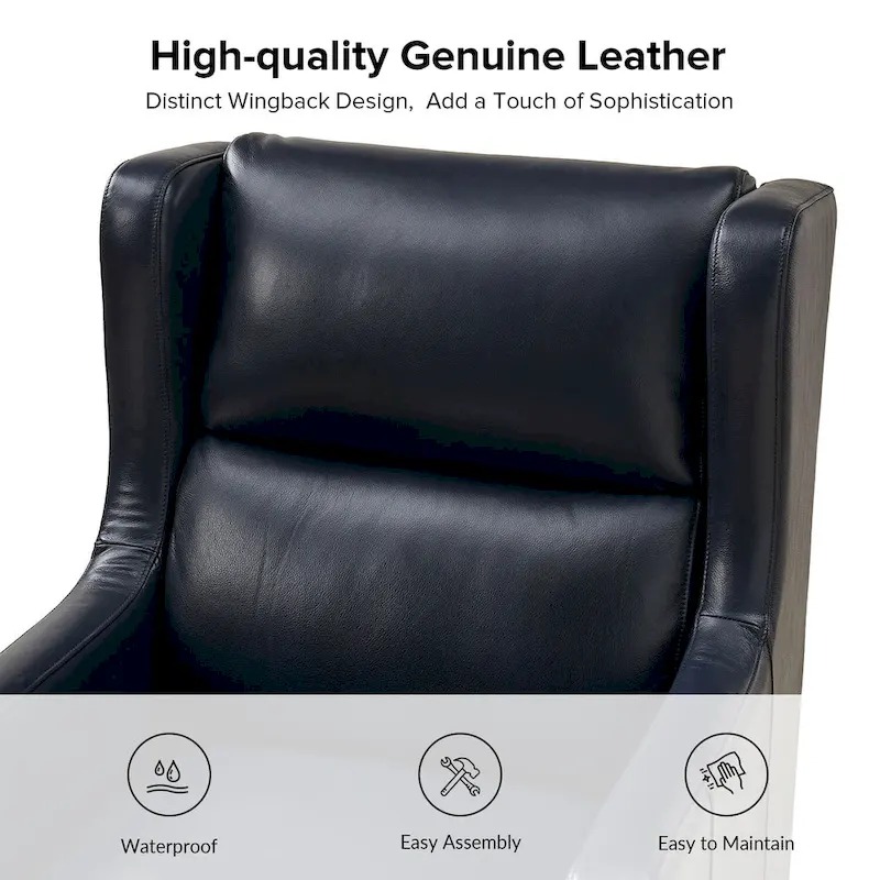 Erich Genuine Leather Wingback Armchair with Pillow by HULALA HOME