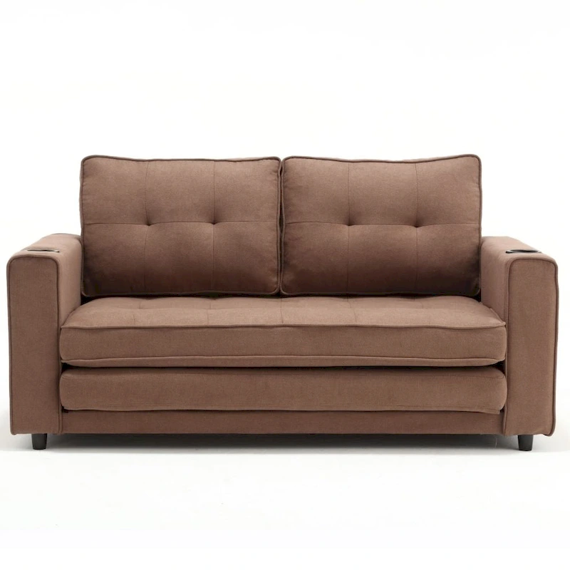 Foldable Tufted Loveseat with Pull Out Convertible Sleeper Couch Bed