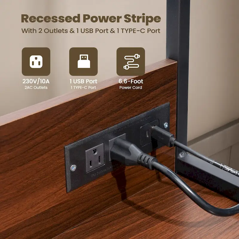 Computer Desk Home Office Desk with Power Outlet Study Writing Table