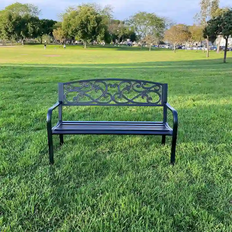 Lotus Home Metal Garden Bench - 34  H x 50  W x 24  D